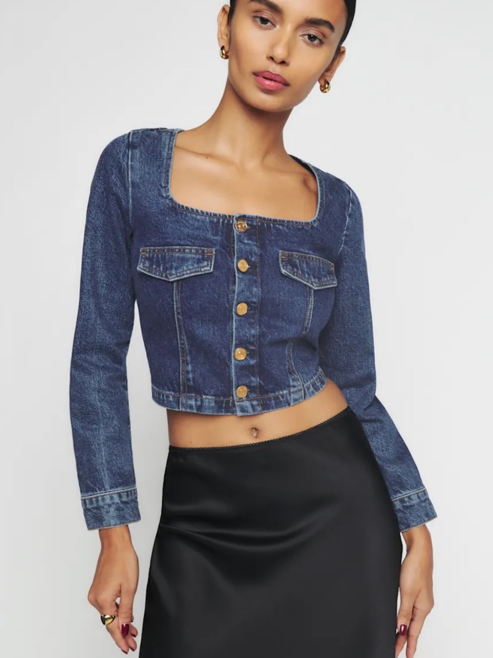 Reformation Alina Denim Top